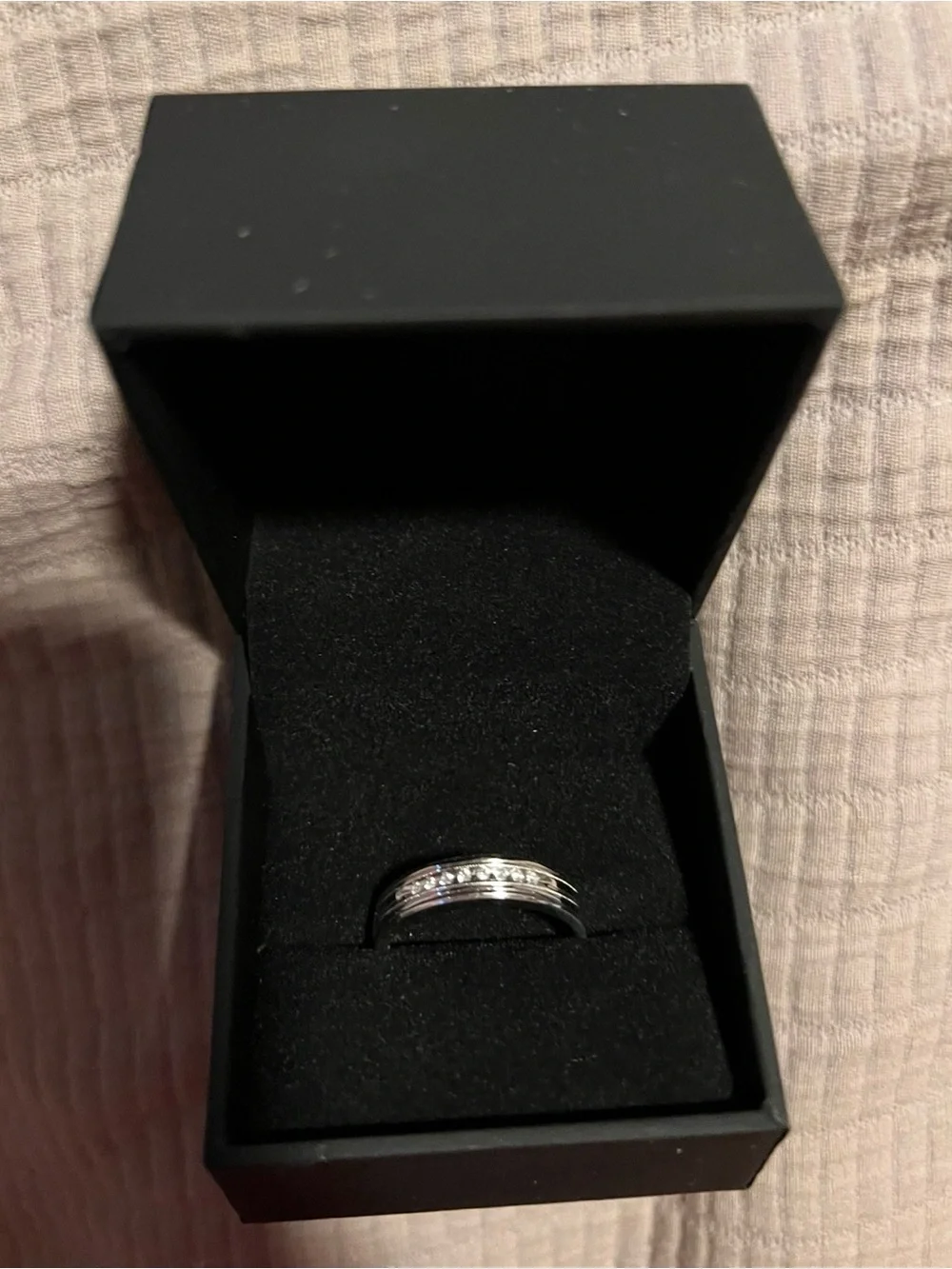 Classic White Gold Diamond Milgrain Men's Band